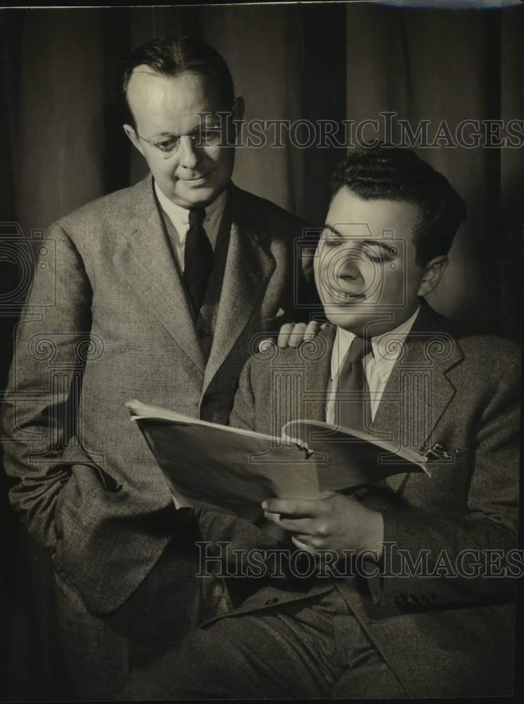 Two Men Read Script - Historic Images