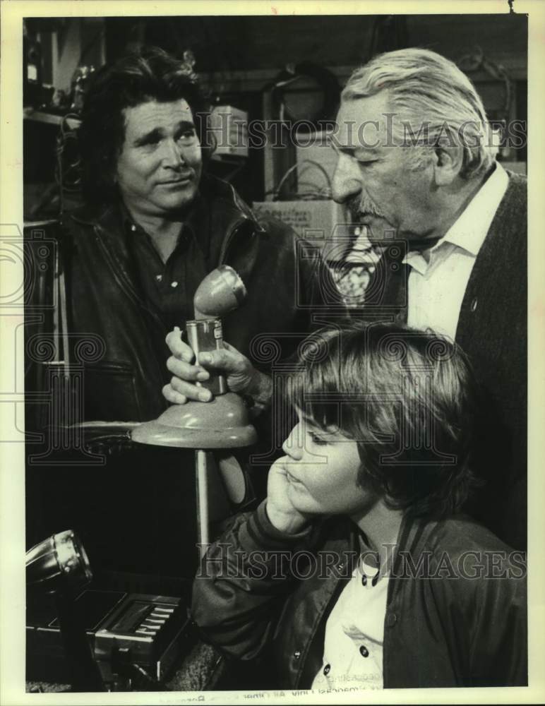 1986 Press Photo Actors Michael Landon, Harold J. Stone & Jerry Supiran - Historic Images