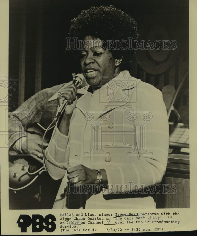 1972 Press Photo Blues Singer Irene Reid Performs With Jiggs Chase Quartet - Historic Images