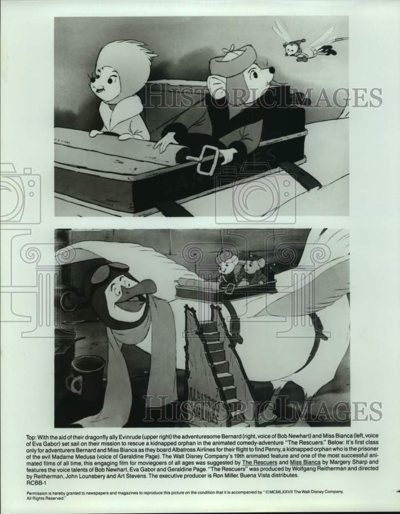 1977 Press Photo Scenes From Disney Animated Film &quot;The Rescuers&quot; - Historic Images