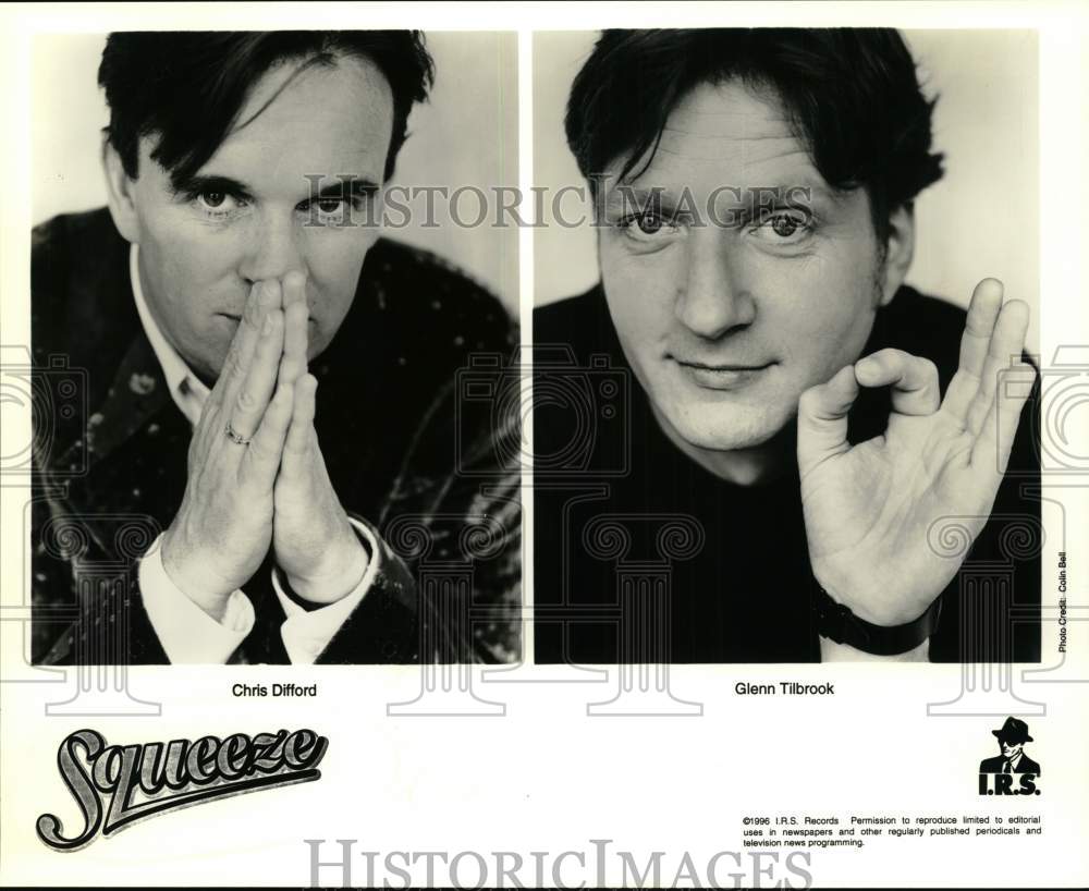 1996 Press Photo Music Group Squeeze Members Chris Difford &amp; Glenn Tilbrook - Historic Images