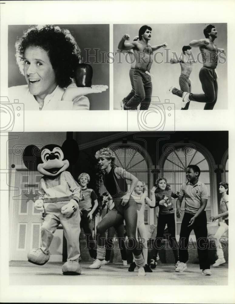 Press Photo Richard Simmons and scenes from fitness related TV shows. - Historic Images