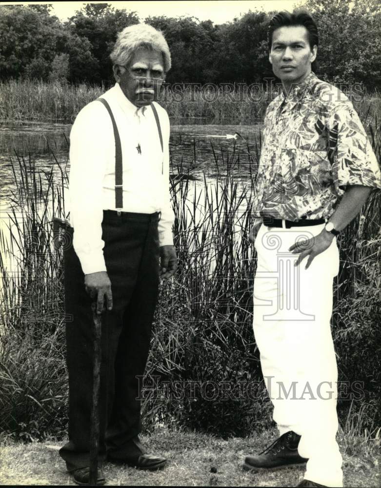 Actors Ben Rocha &amp; Art Tamez in &quot;Pebble in the Pond&quot; - Historic Images