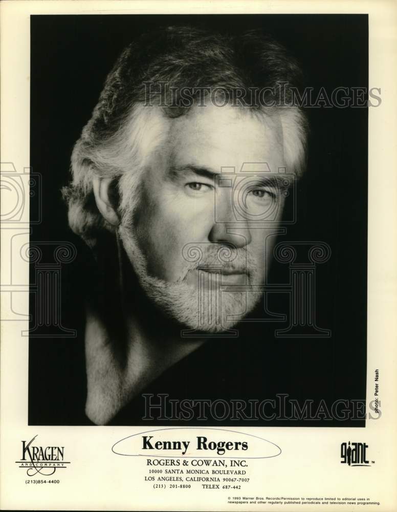 1993 Press Photo Kenny Rogers, country singer, songwriter and record producer. - Historic Images