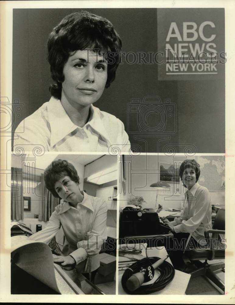Press Photo News Anchor Marlene Sanders in ABC Studio & Office - Historic Images