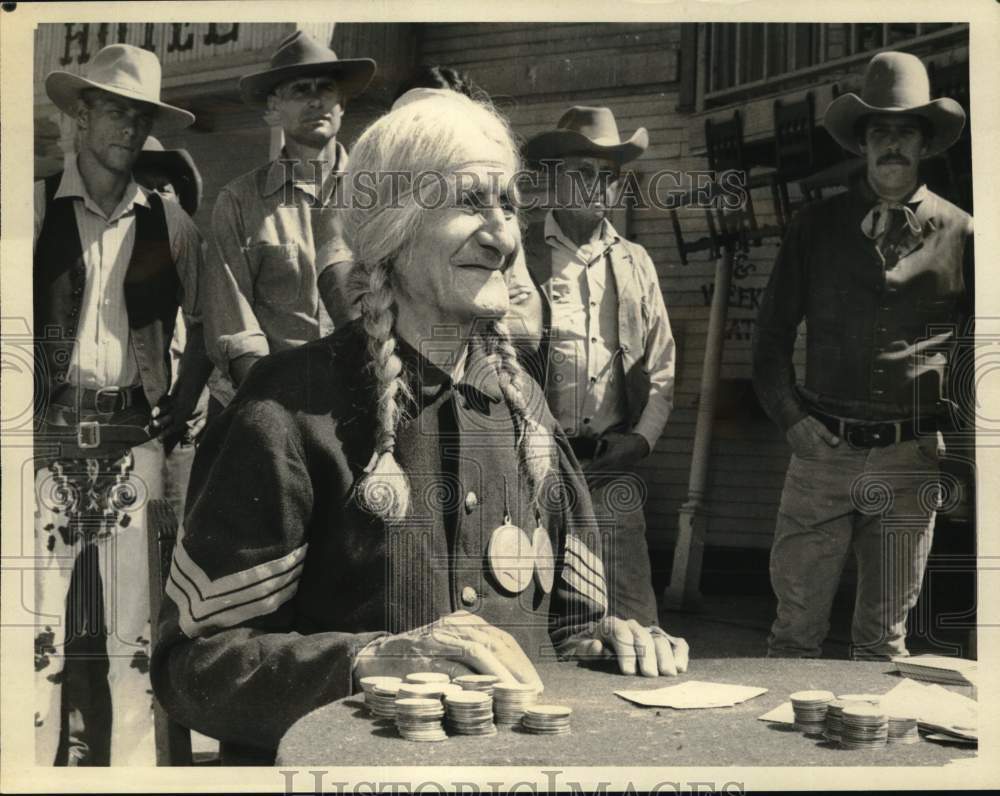 Actor Victor Jory &amp; Cast of TV Series &quot;Young Maverick&quot; Play Poker - Historic Images