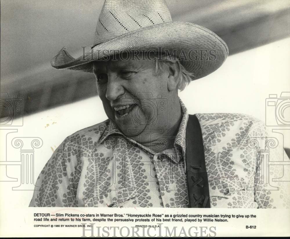 1980 Press Photo Actor Slim Pickens in Film &quot;Huckleberry Rose&quot; - Historic Images