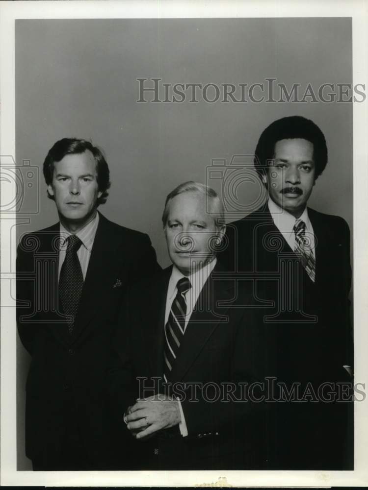 1978 Peter Jennings, Frank Reynolds & Max Robinson on ABC News.-Historic Images