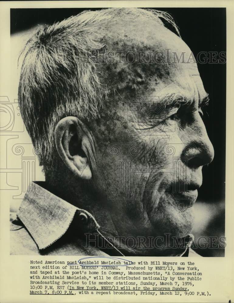 1976 Poet Archibald MacLeish on Bill Moyers&#39; Journal, on PBS.-Historic Images