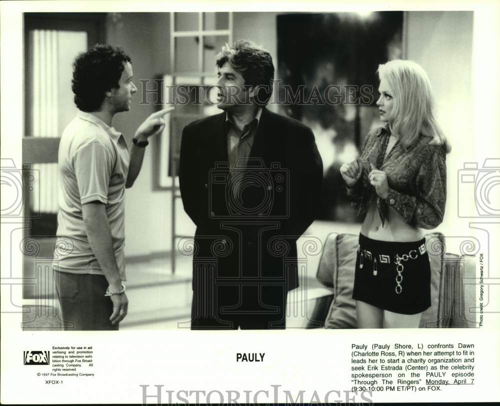 1997 Actors Pauly Shore, Charlotte Ross & Erik Estrada in "Pauly"-Historic Images
