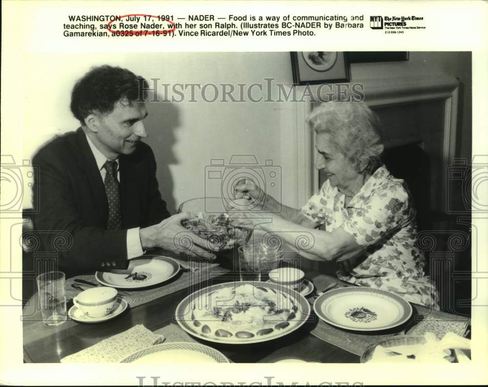 1991 Consumer Advocate Rose Nader Eats With Son Ralph, Washington-Historic Images