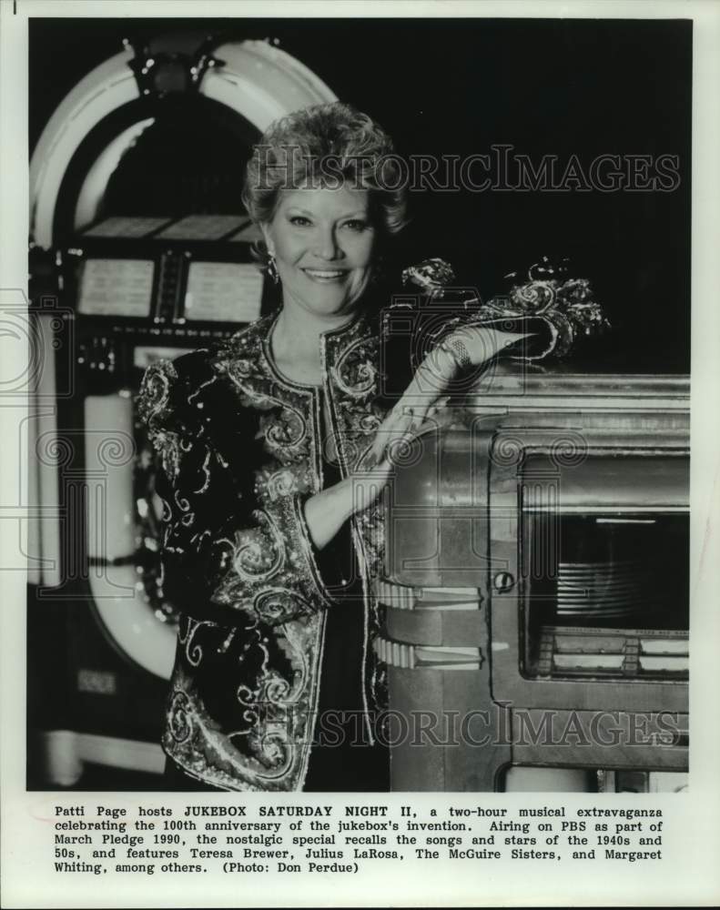 1990 Singer Patti Page Poses with Jukebox-Historic Images
