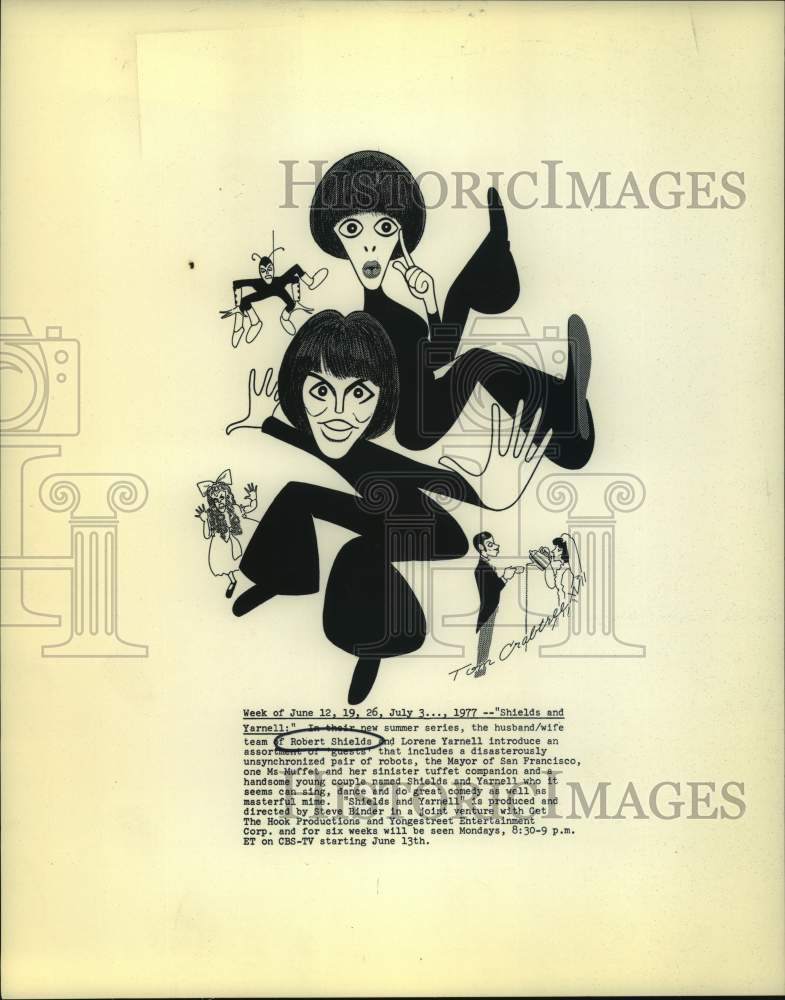 1977 Drawing of Entertainers Shields &amp; Yarnell-Historic Images