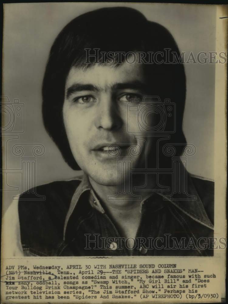 1975 Musician Jim Stafford of Nashville, Tennessee-Historic Images