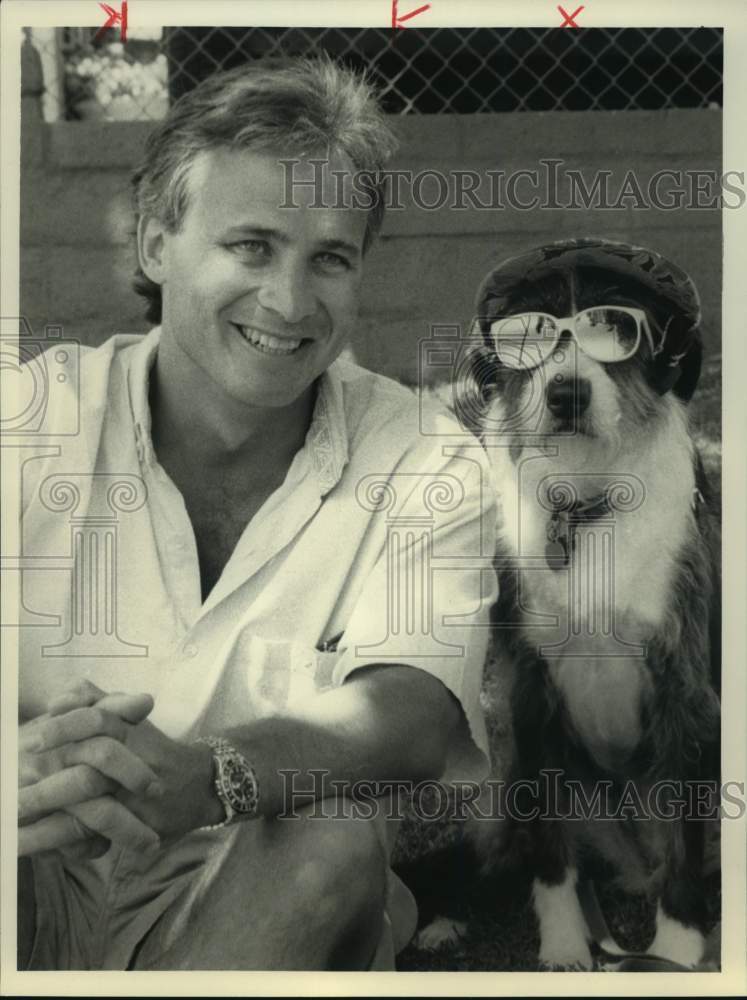 1990 CBS TV Actor Kin Shriner Poses with Dog in Sunglasses-Historic Images
