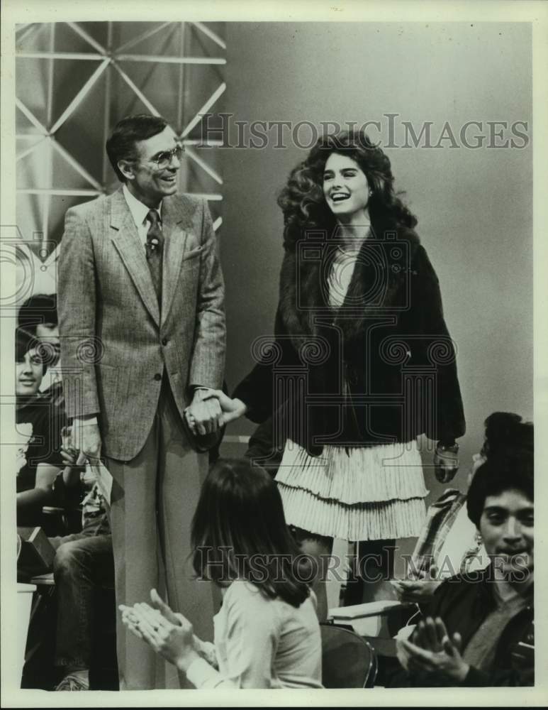 Actress Brooke Shields &amp; TV Host on Talk Show with Audience-Historic Images