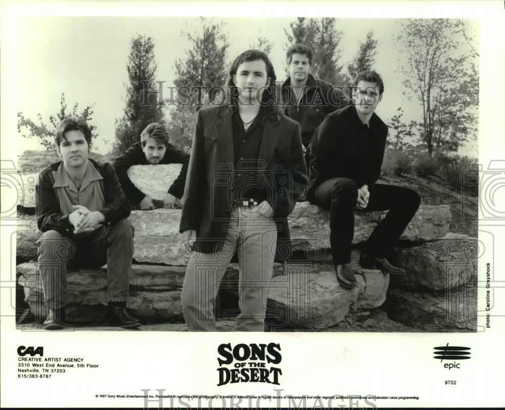 1997 Music Group Sons of the Desert Pose on Rocks-Historic Images