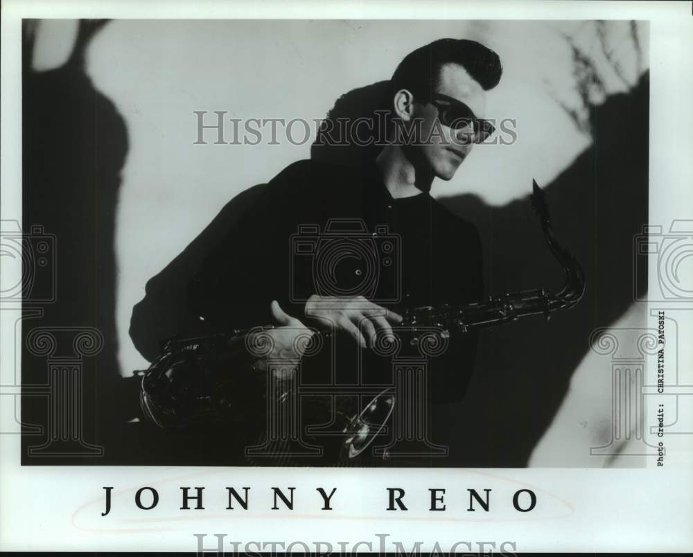 Musician Johnny Reno Poses with Saxophone-Historic Images