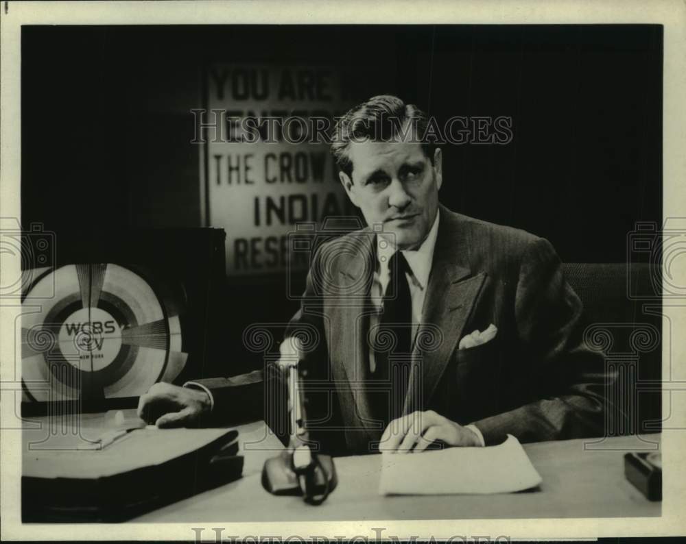 1977 CBS TV News Host Eric Sevareid in Studio-Historic Images