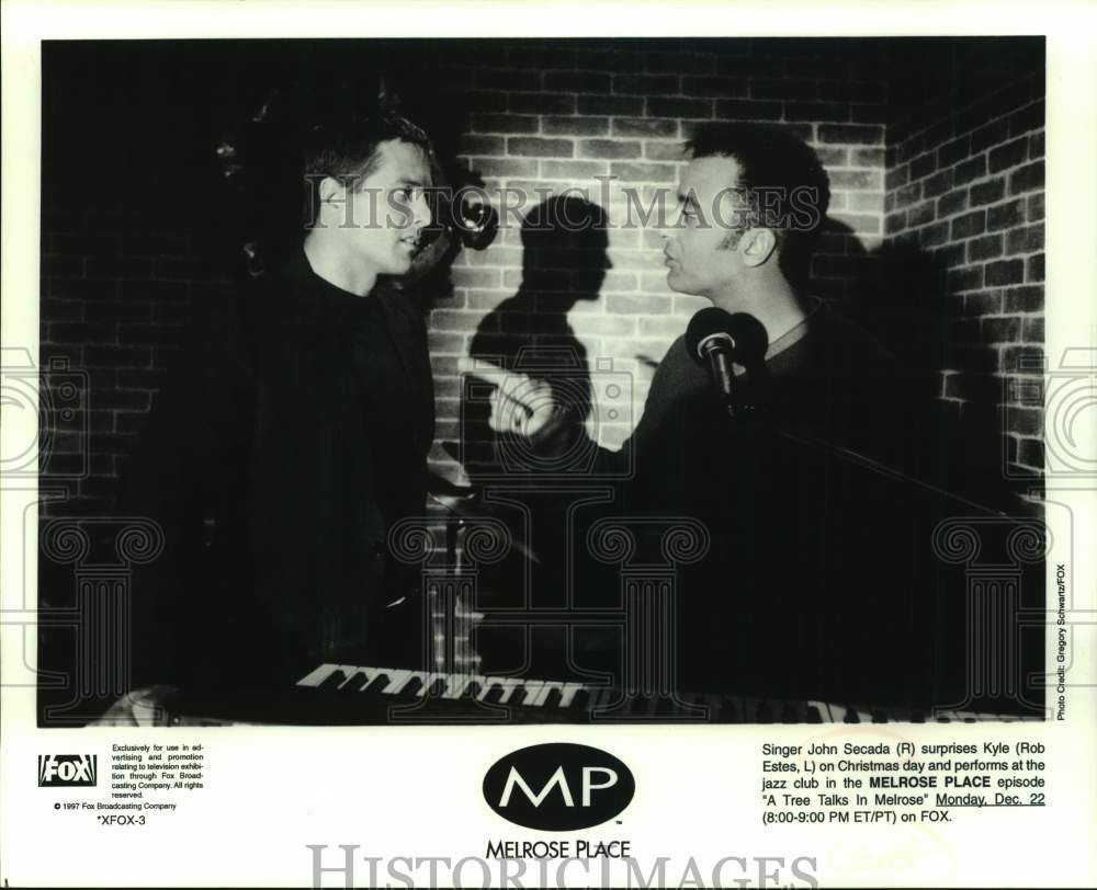 1997 Singer Jon Secada & Actor Rob Estes in TV Show "Melrose Place"-Historic Images