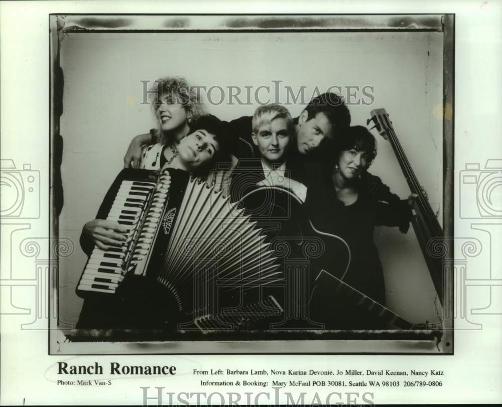 Music Group Ranch Romance Pose with Instruments-Historic Images