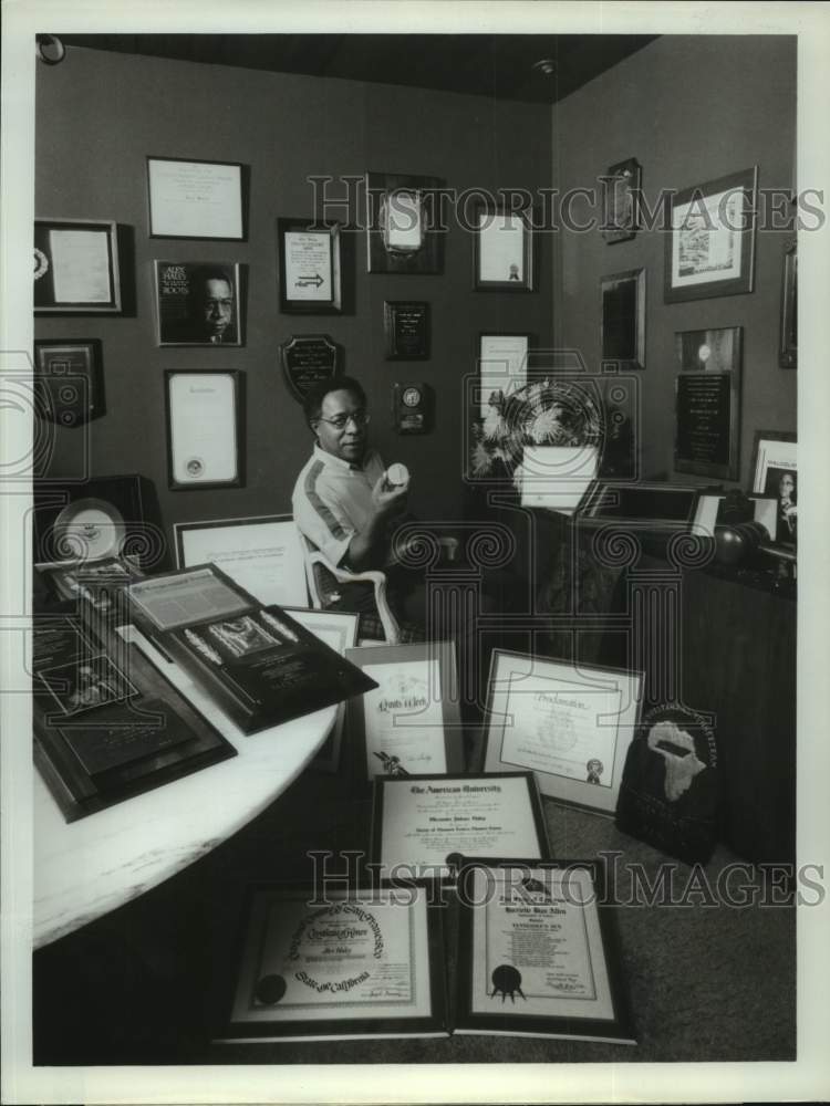 1978 &quot;Roots&quot; Author Alex Haley Poses with Awards in Office-Historic Images