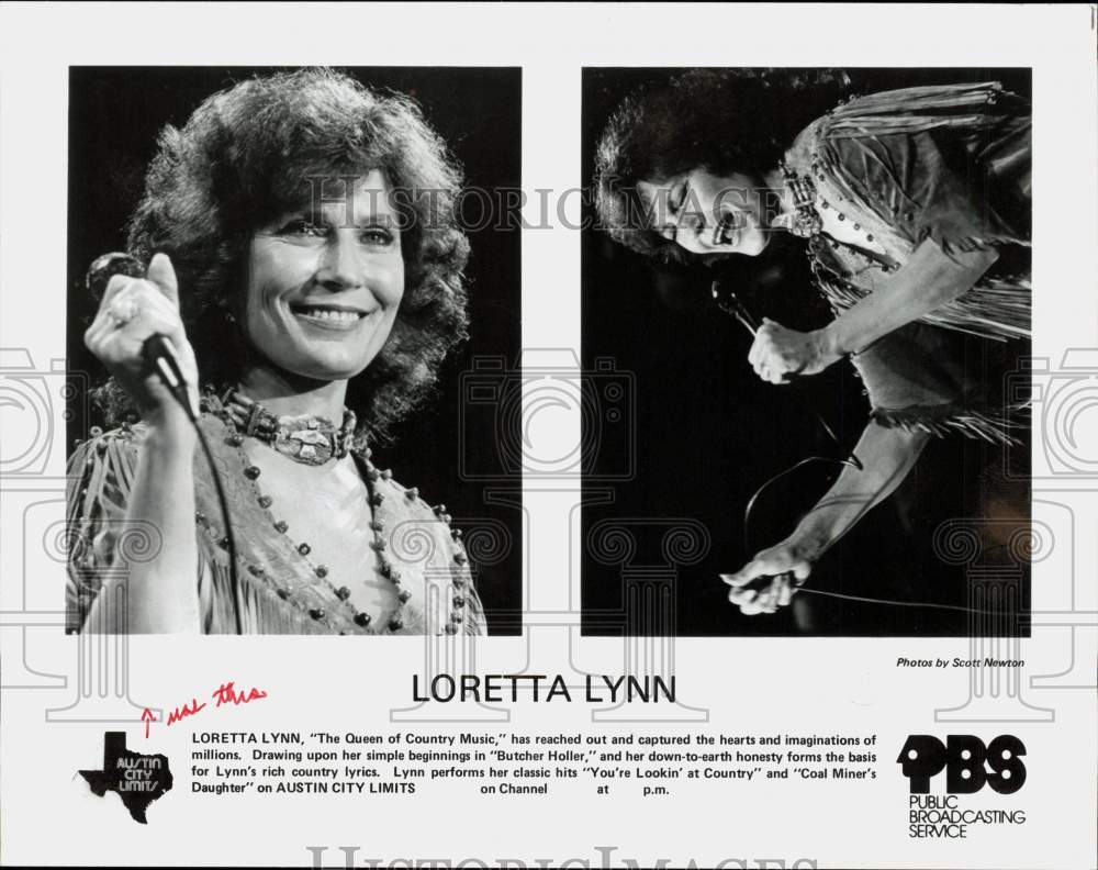 Press Photo Loretta Lynn, Country Singer on "Austin City Limits" - sap65713- Historic Images
