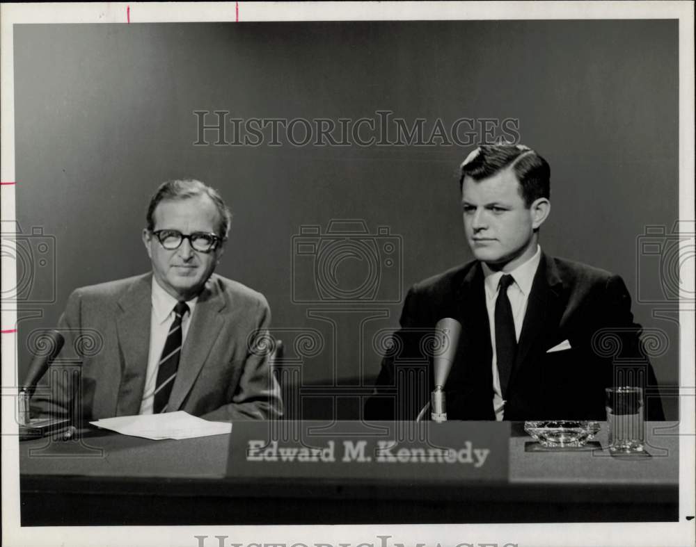 1962 Press Photo Edward Kennedy and Lawrence E. Spivak on &quot;Meet The Press&quot;- Historic Images