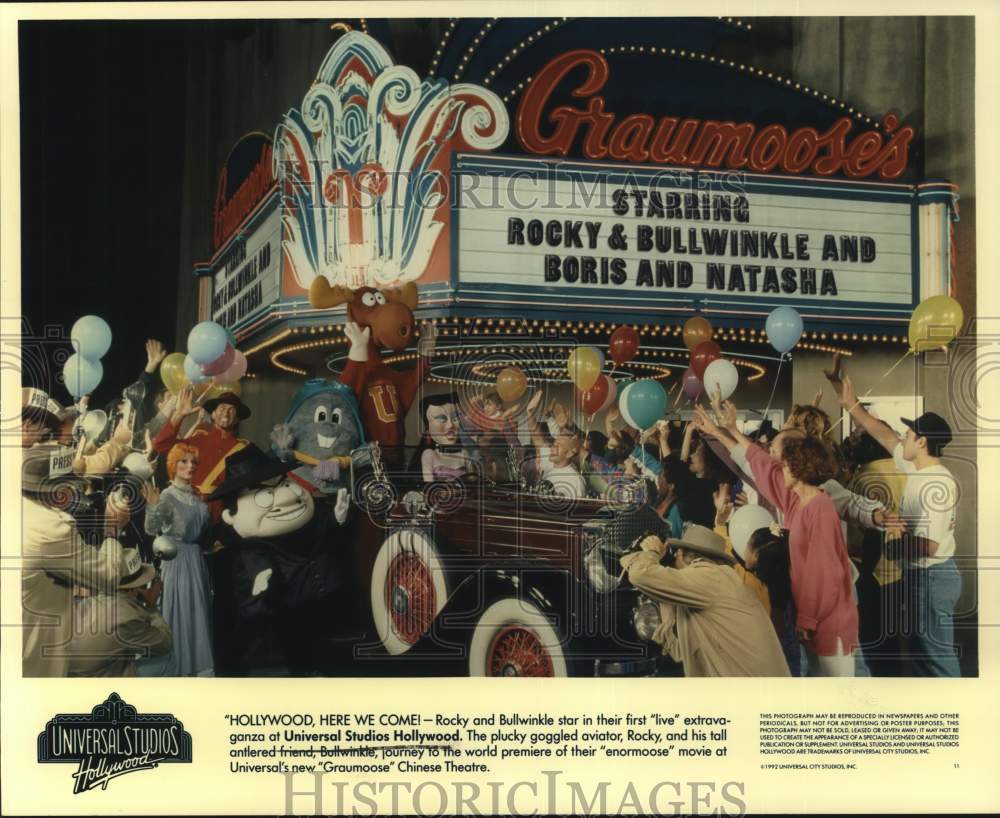 1992 Press Photo Rocky & Bullwinkle Extravaganza at Universal Studios Hollywood - Historic Images