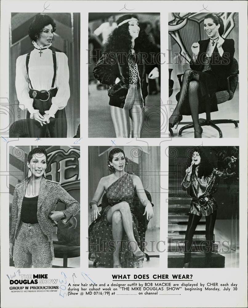 1979 Press Photo Singer Cher Co-Hosts &quot;The Mike Douglas Show&quot; - sap77808- Historic Images