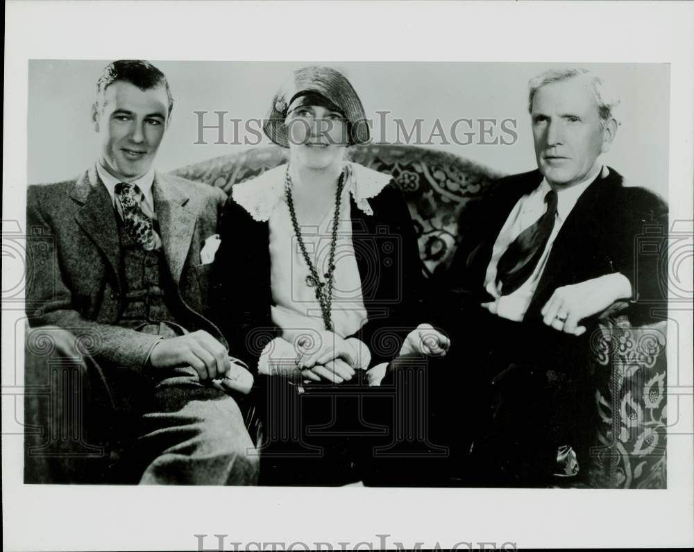 1929 Press Photo Actor Gary Cooper with Parents Charlies &amp; Alice in Hollywood- Historic Images