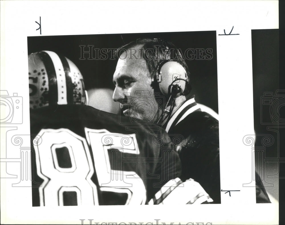 1989 Press Photo Marshall football coach David Visentine on the sideline- Historic Images