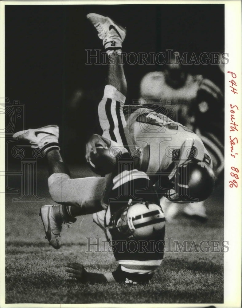 1987 Press Photo South San plays Edison in a high school football game- Historic Images