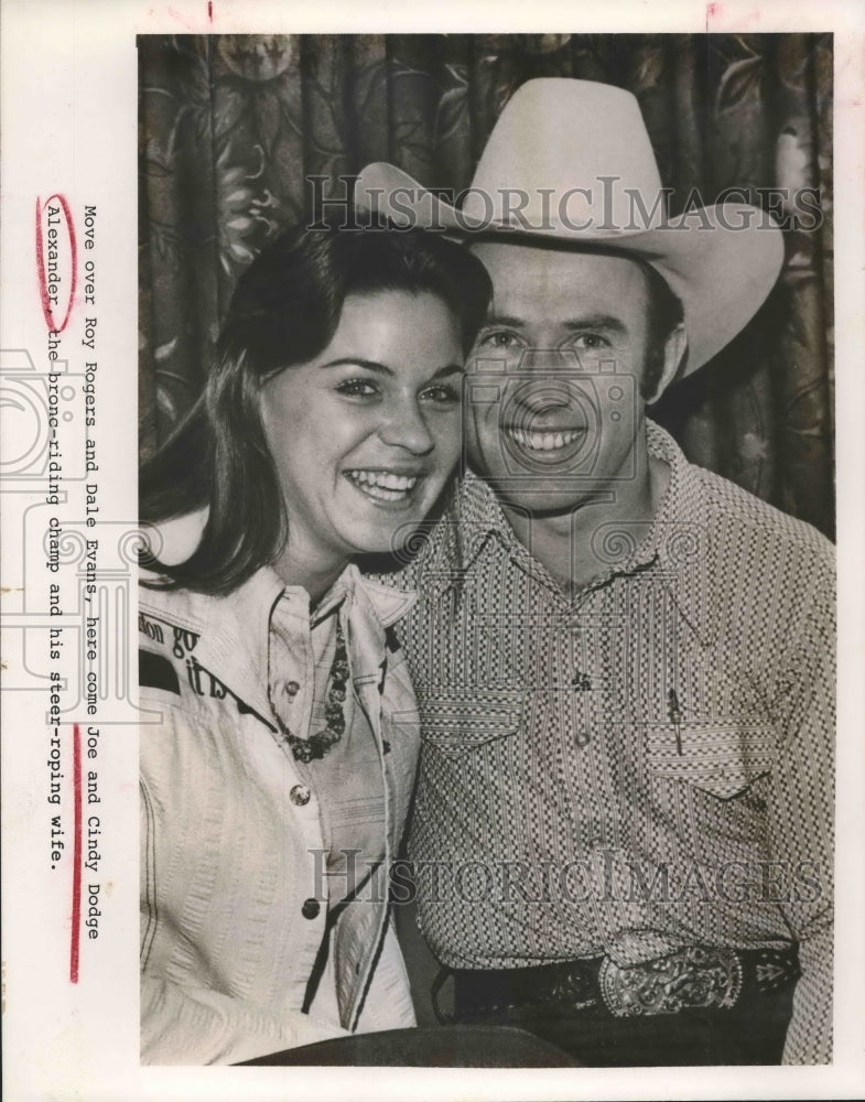 Press Photo Joe and Cindy Dodge Alexander, married rodeo competitors- Historic Images