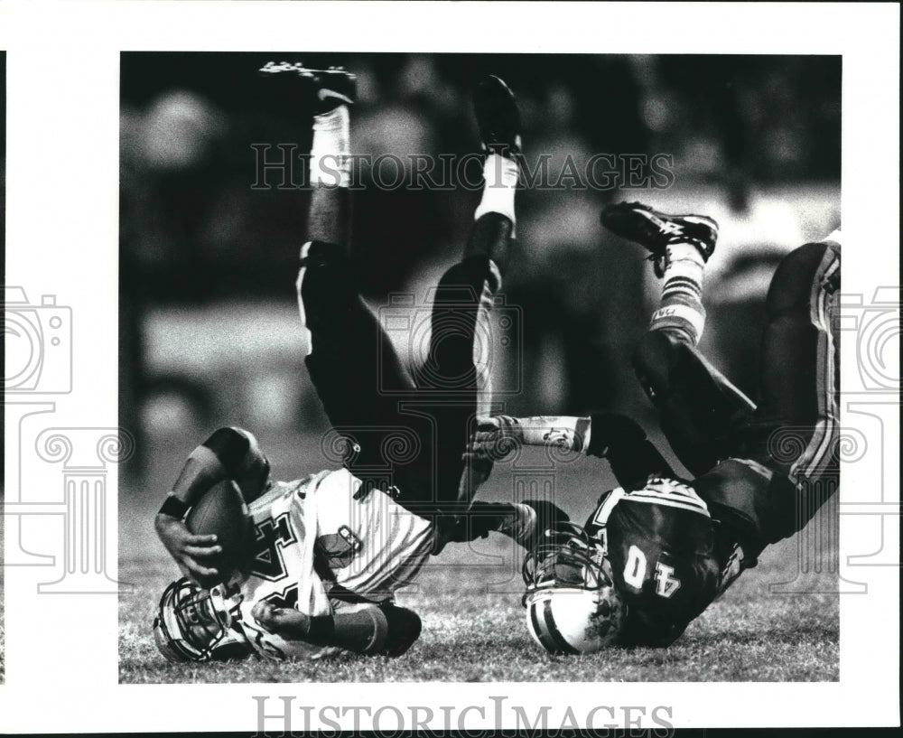 1992 Press Photo Jay and Clark high schools play a prep football game - Historic Images