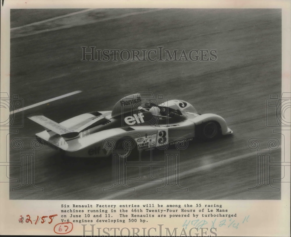 1978 Press Photo A Renault race car that will compete at the 24 Hours of Le Mans - Historic Images