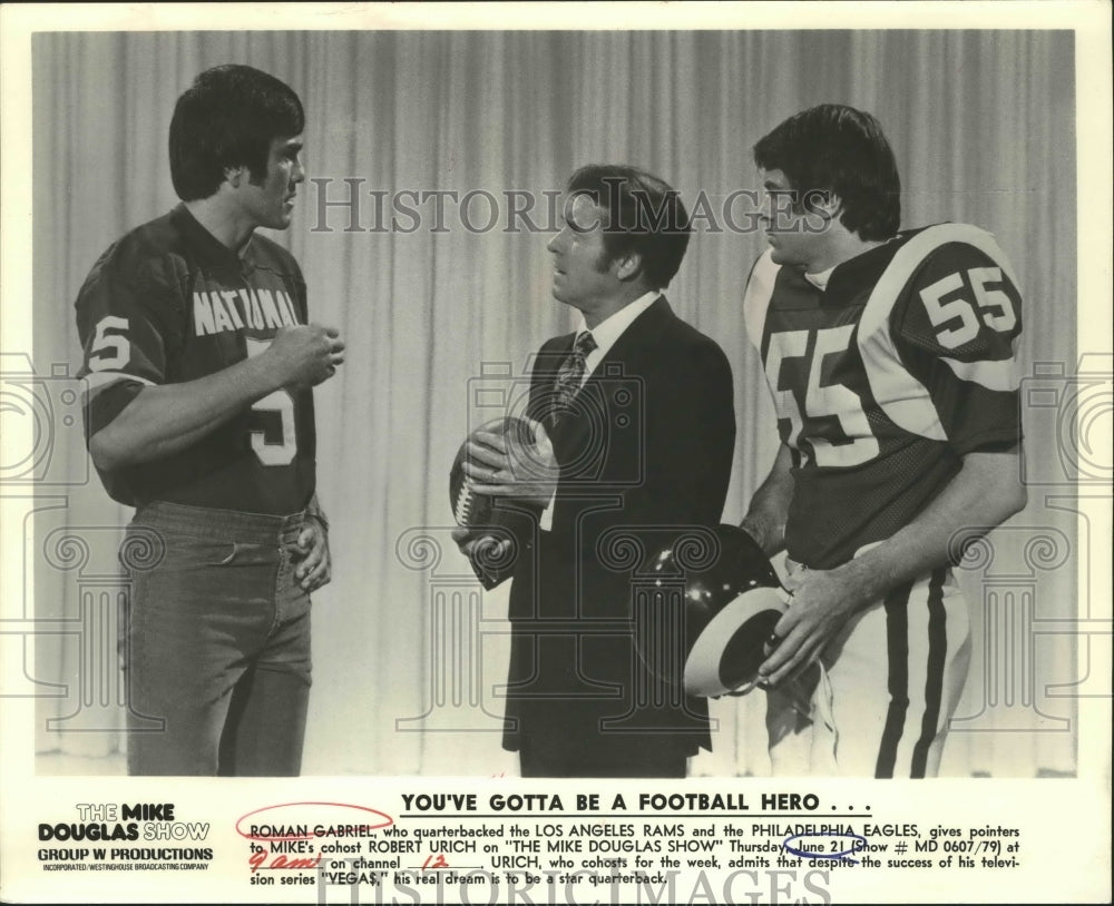 Press Photo Roman Gabriel & Robert Ulrich on The Michael Douglas Show- Historic Images