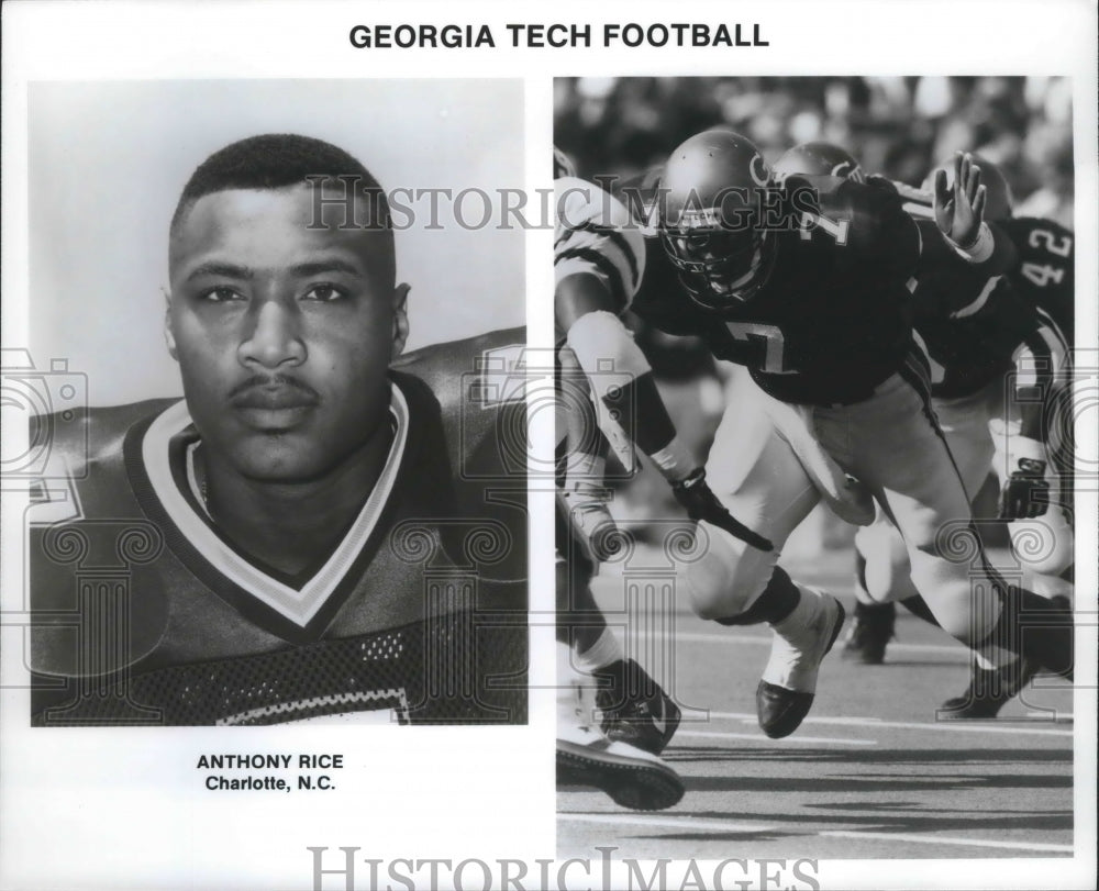 Press Photo Georgia Tech football player Anthony Rice of Charlotte, N.C.- Historic Images