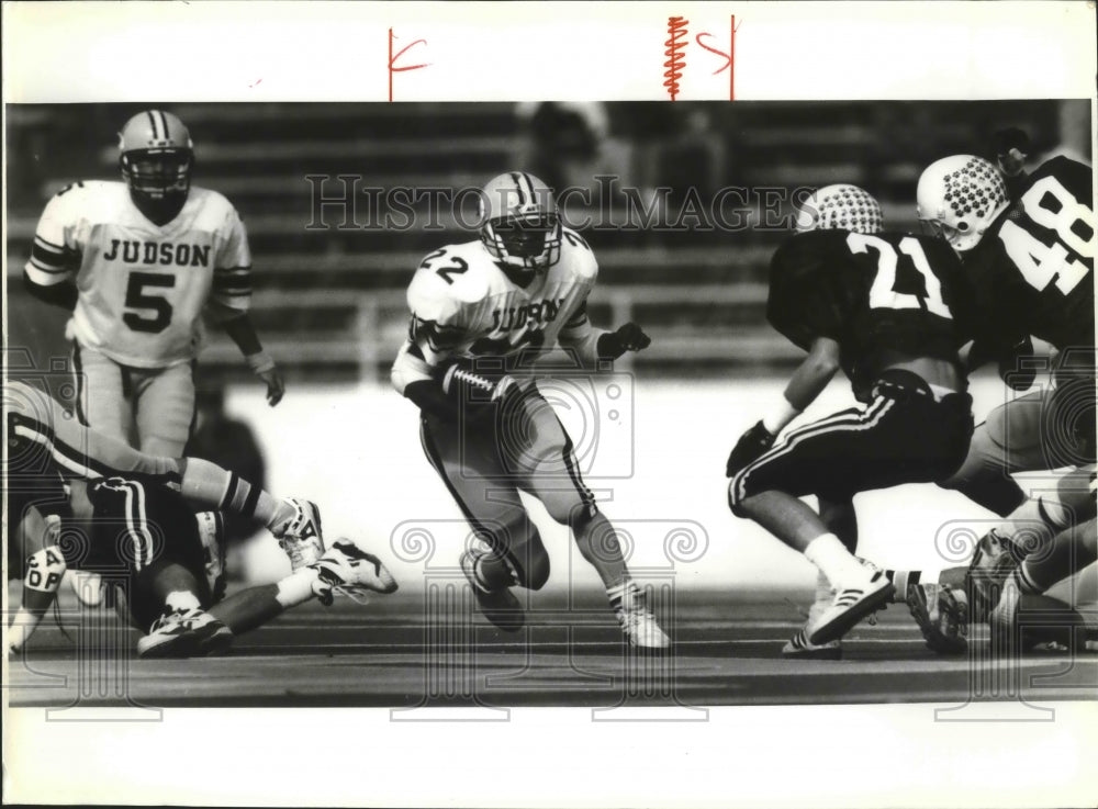 1993 Jerod Douglas breaks through the line, Floyd Casey Stadium Waco-Historic Images