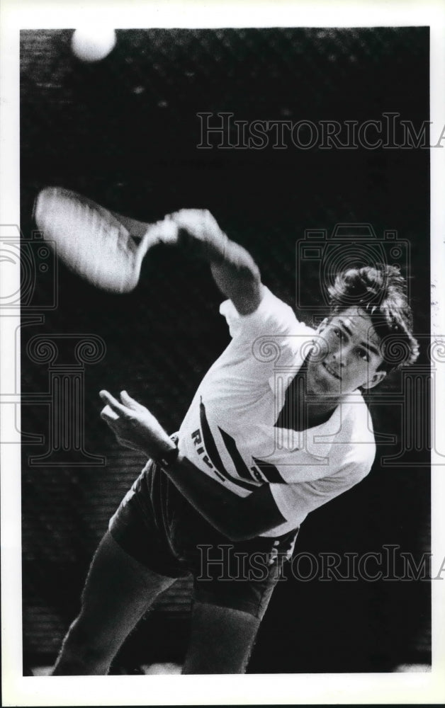 1989 Press Photo Ken Thome, Rice Tennis Player at Trinity Men's Tennis Match - Historic Images