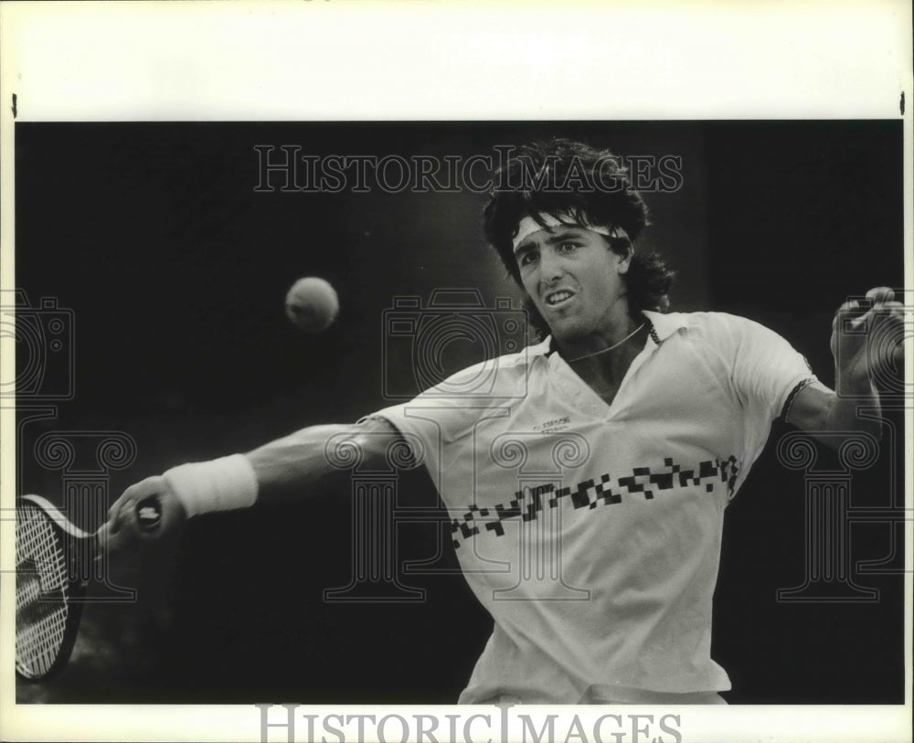1987 Press Photo Craig Boyuton, Clemson Tennis Player at Match with Trinity - Historic Images