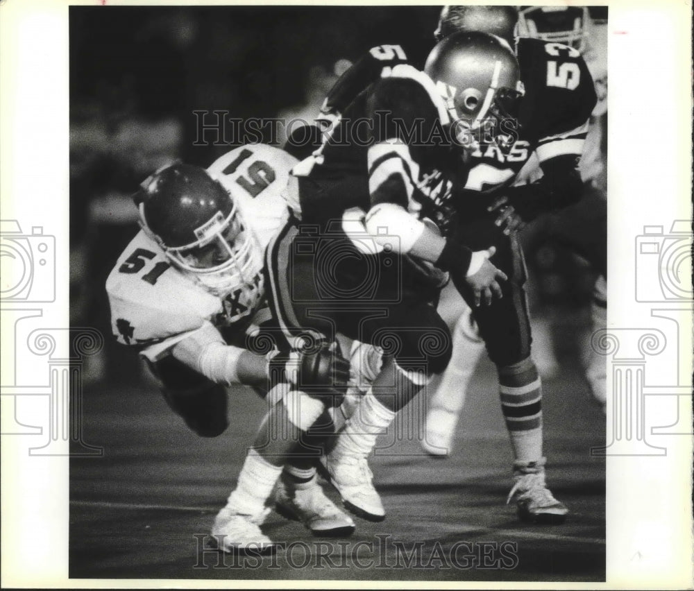 1987 Press Photo High School Football Players at Fox Tech Versus Edison Game- Historic Images