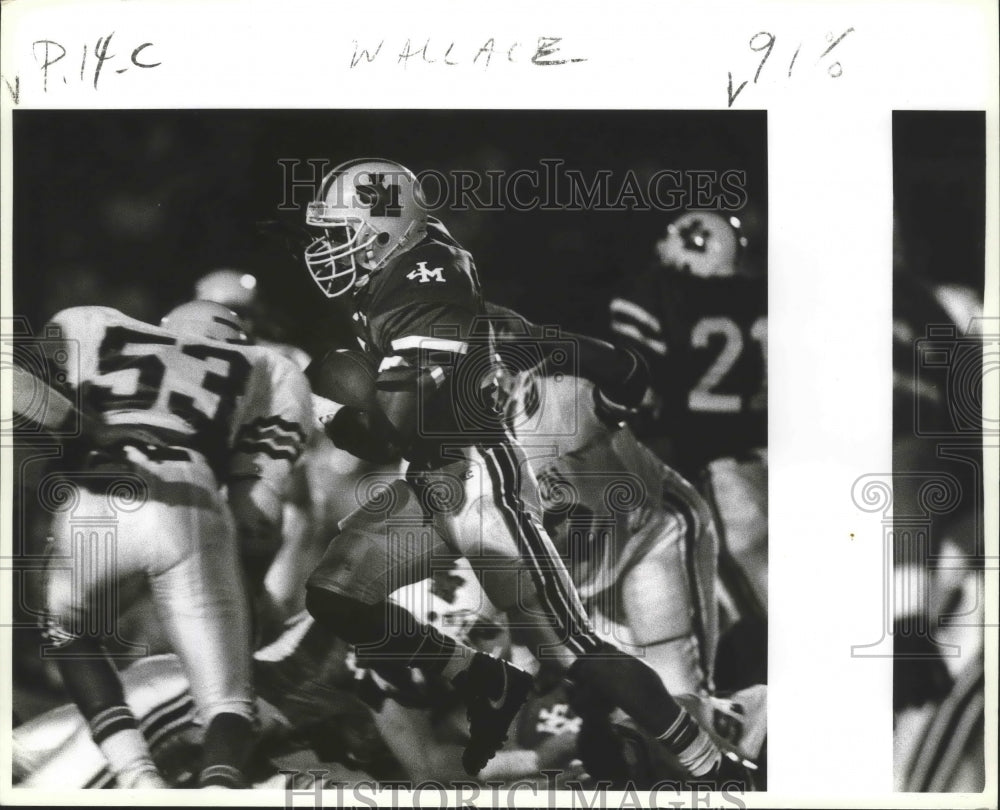 1990 Press Photo Audie Macon, John Wallace Madison High School Football Player- Historic Images