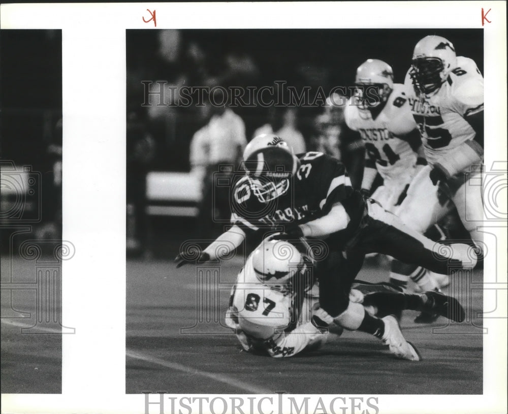 1990 Press Photo Sam Houston and Burbank High School Football Players at Game- Historic Images