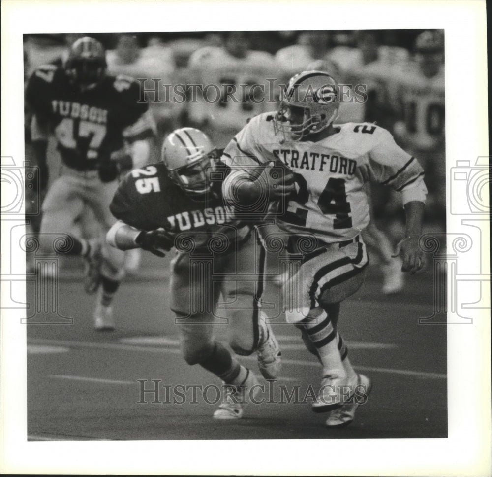 1988 Press Photo Joe Senna, Judson High School Football Linebacker at Game- Historic Images