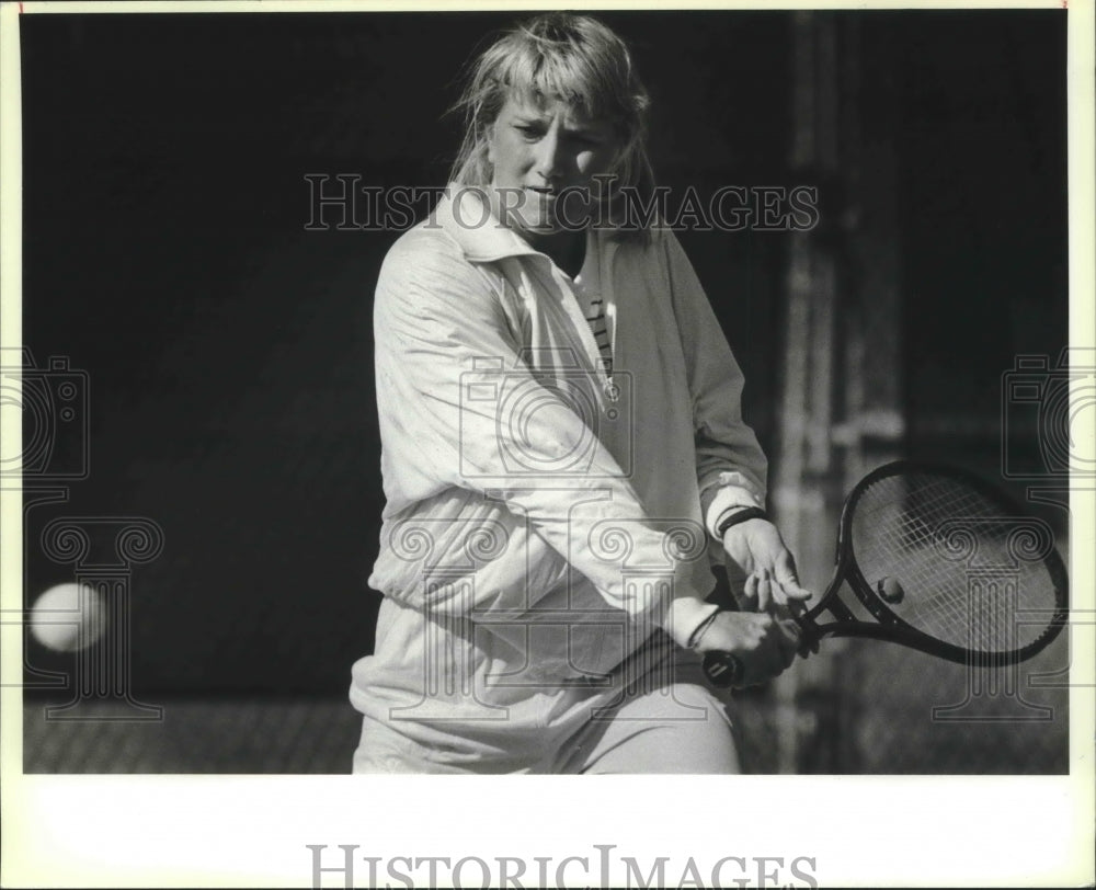 1987 Press Photo Eve Zimmerman, UTSA Women&#39;s Tennis, Thousand Oaks Tennis Club- Historic Images