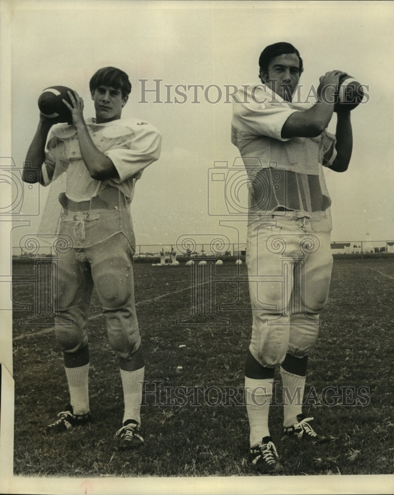 Football Players, Quarterback Joey DiQuiuzio and Mike Chauret-Historic Images