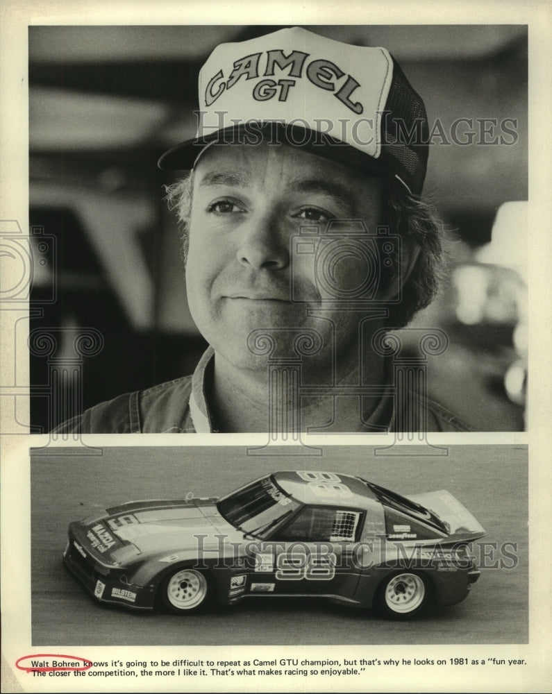 1981 Press Photo Walt Bohren, Camel GT Stock Car Racing Champion and Car- Historic Images