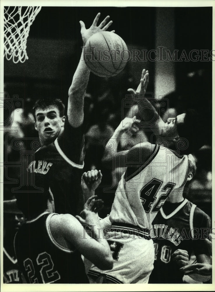 1992 Press Photo Harlandale & San Marcos, College Basketball, Harlandale Gym- Historic Images