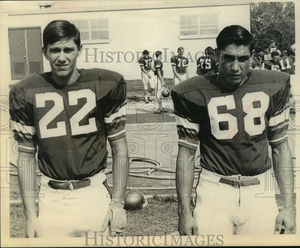 Football players Tomy Camps, 22, and Sam Brown, 68-Historic Images